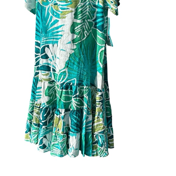 JAMS WORLD Women Size L Garden Isle Tropical Multi Green Hattie Tiered Dress. - Picture 4 of 11